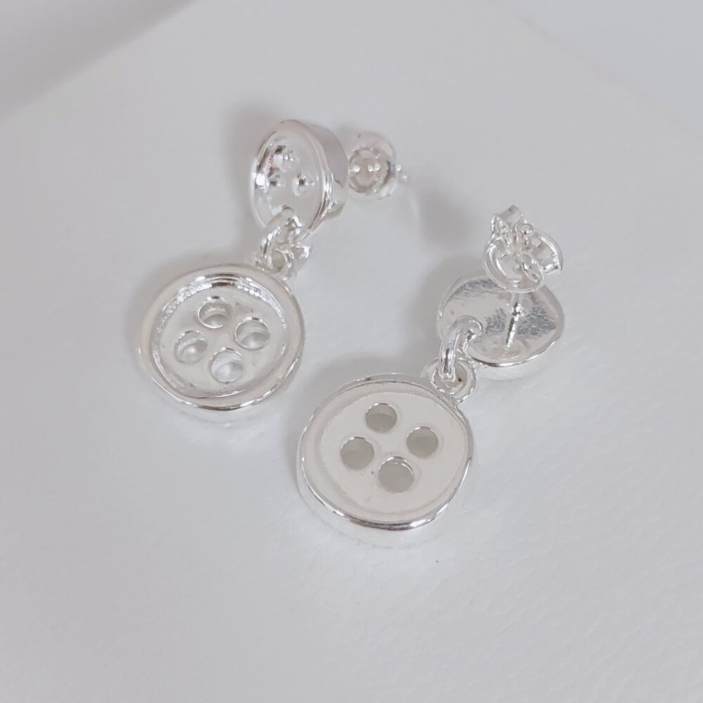 Uno de 50 Double Trouble Earring Button Earring, Long Stud Earring Silver Plated - Picture 8 of 8